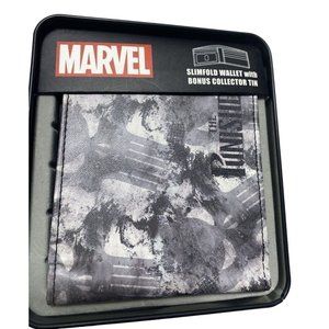 The Punisher Slim Fold Black Wallet Mens Marvel DC Comics in Tin Gift Box New